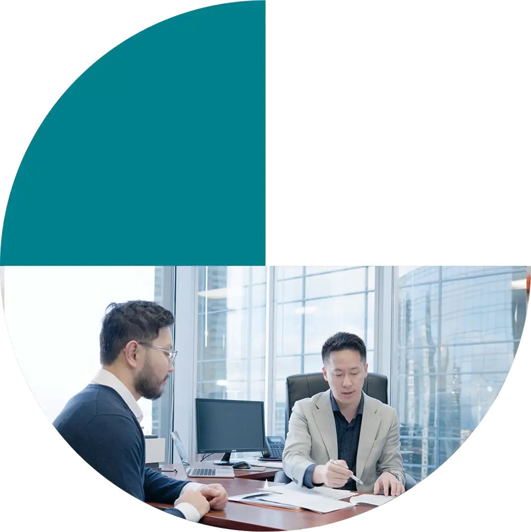 Professional advisor talking to client about employee benefits